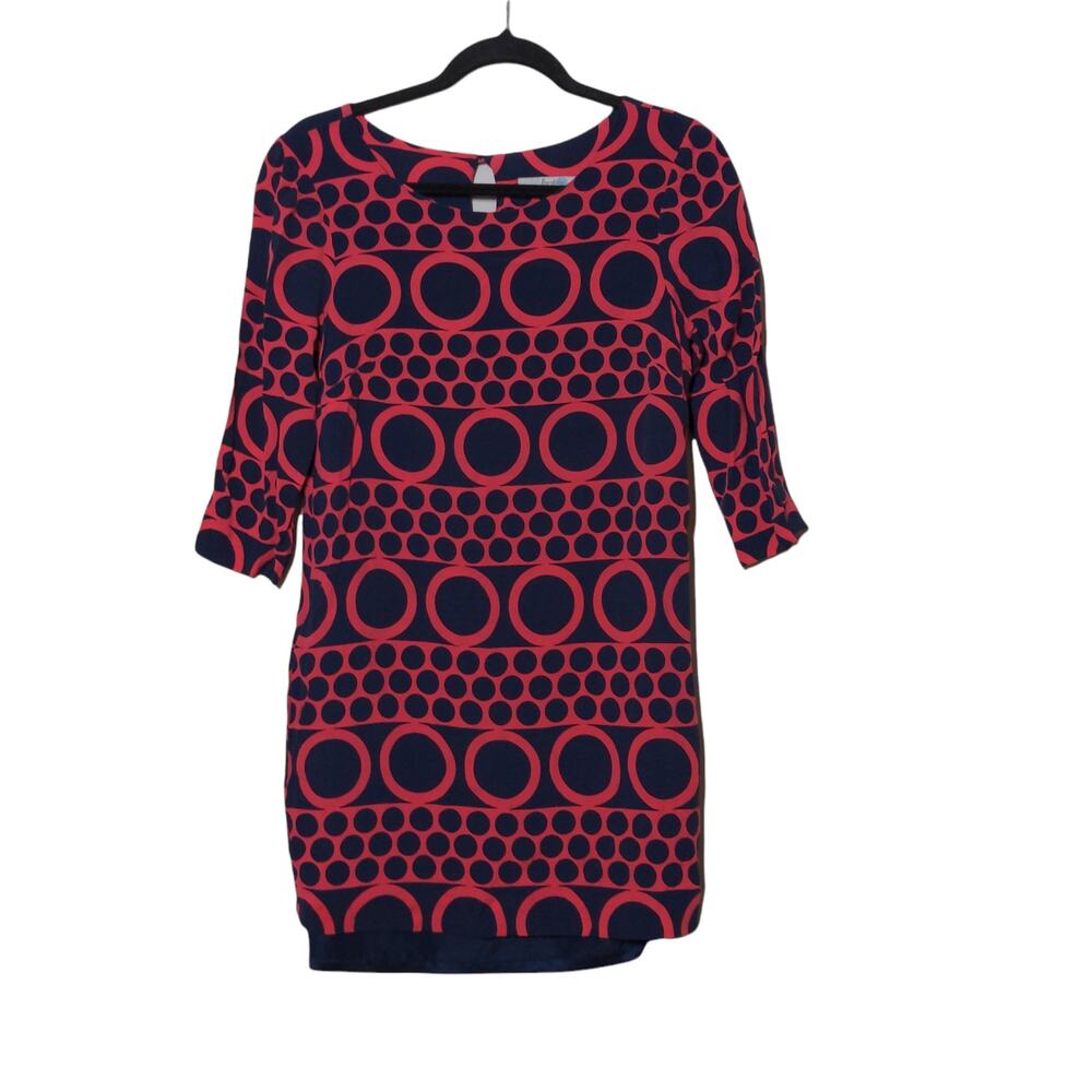 Boden Geometric Circle Shift Dress in Blue/Pink – Size 8R – GUC